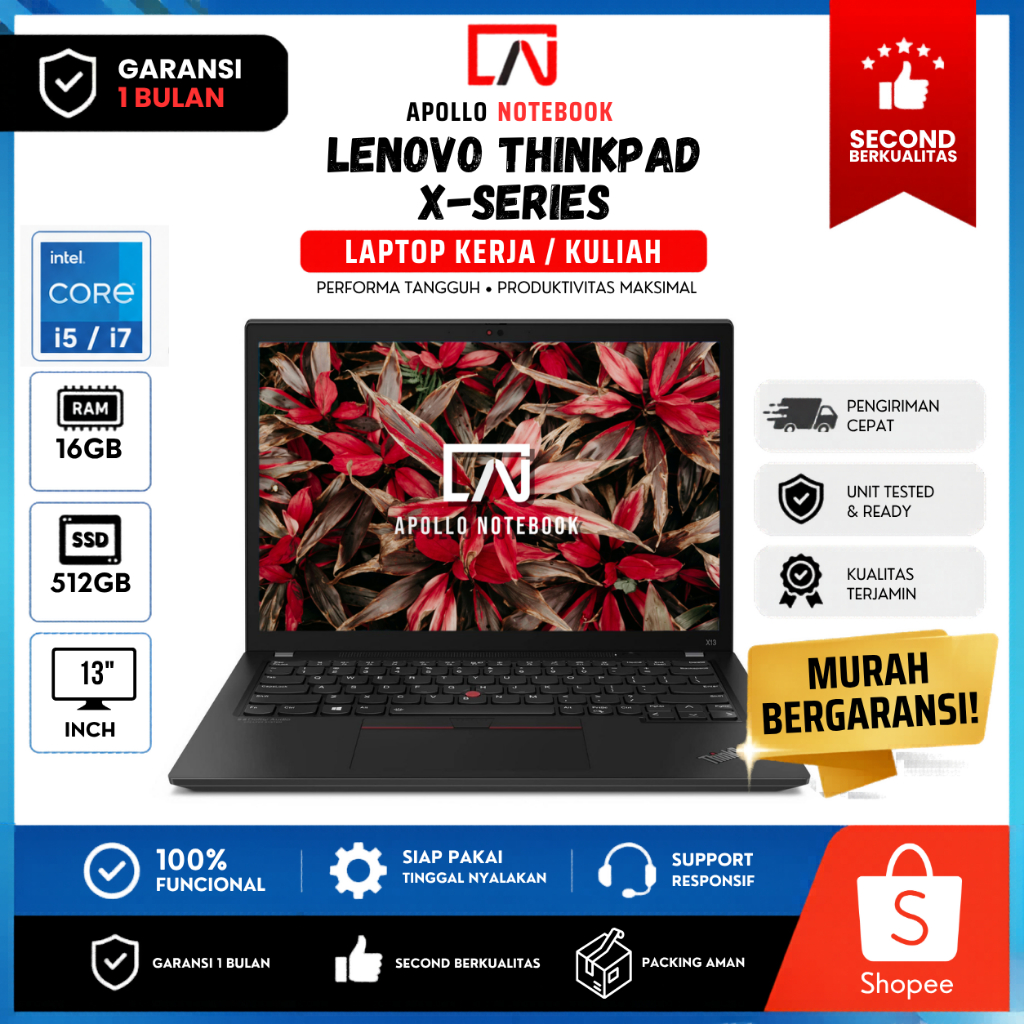Laptop Kerja / Kuliah Lenovo Thinkpad X-Series | X260 X270 X280 X390 X13 | i5 i7 | Mulus Bergaransi