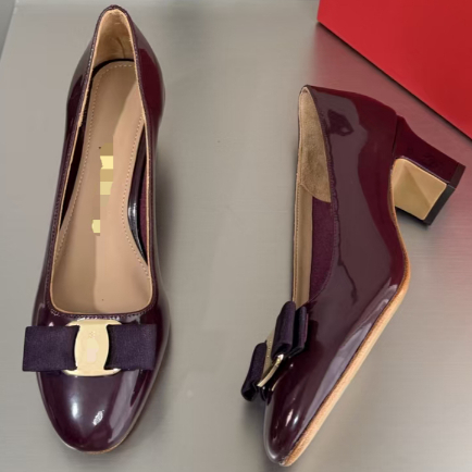 [Pre order] Women's shoes, cowhide leather bow, one foot wedding shoes, square heel high heels, 5.5c