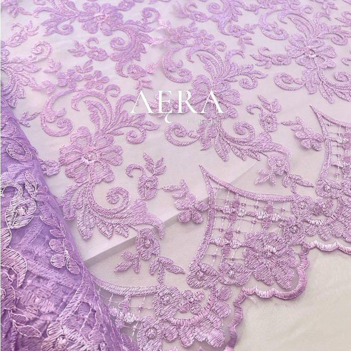 0,5 meter Kain Tile Etnik/ Tile Sapto/ Bahan Brokat Kebaya LILAC