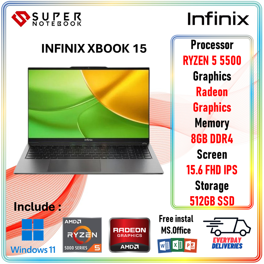 INFINIX XBOOK 15 RYZEN 5 5500U 8GB 256GB W11 15.6 FHD IPS