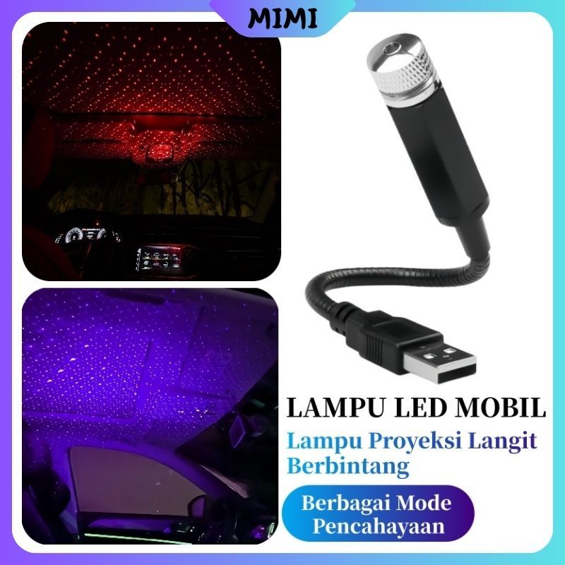 Lampu Proyeksi Langit Berbintang / Pencahayaan Ambient Interior Mobil / Lampu LED Mobil USB