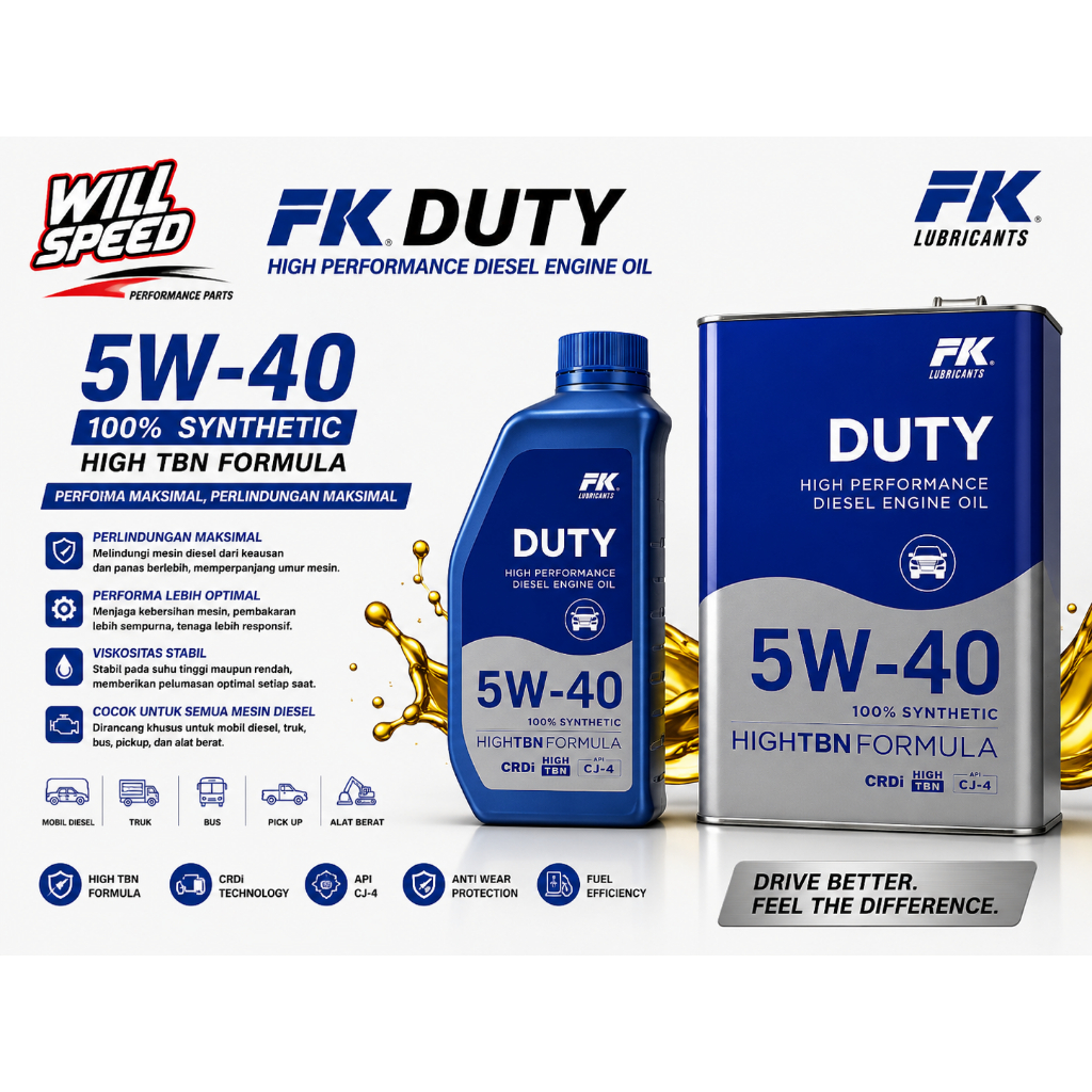 OLI MESIN FK DUTY 5W-40 DIESEL ONLY API (CJ-4)