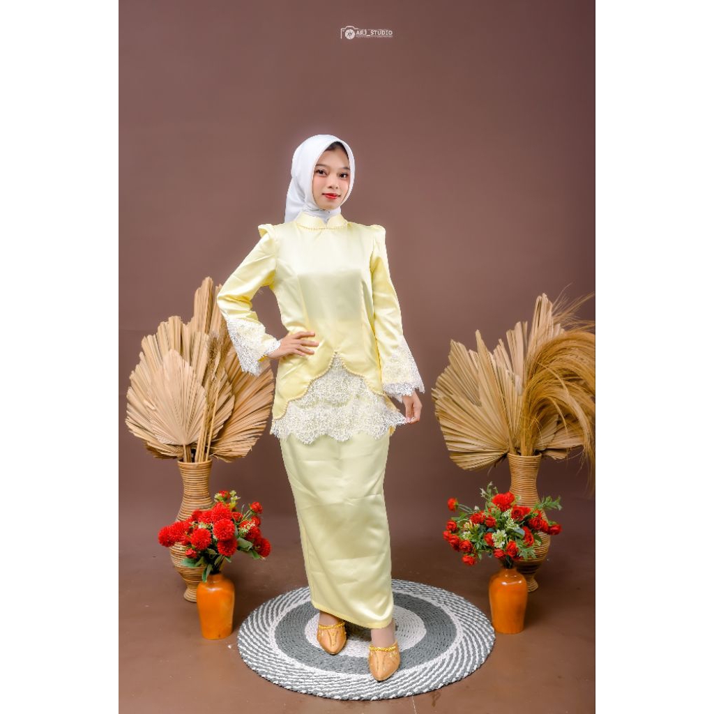NADIA - DRESS Brokat Kurung Melayu Kekinian One Set Rok Lebaran Bridesmaid Modern Elegant Mewah untu