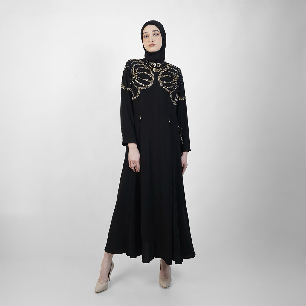 JUNI BOUTIQUE - HIKMAT A6265 Velour Sparkle Abaya (Termasuk Headscarf)