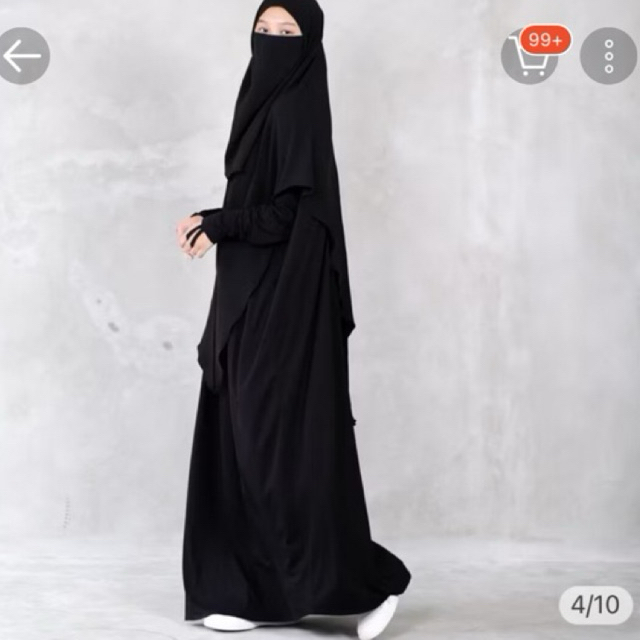 Preloved Gamis Abaya Kaos Jissy Comfort Abaya Black by Sistrside