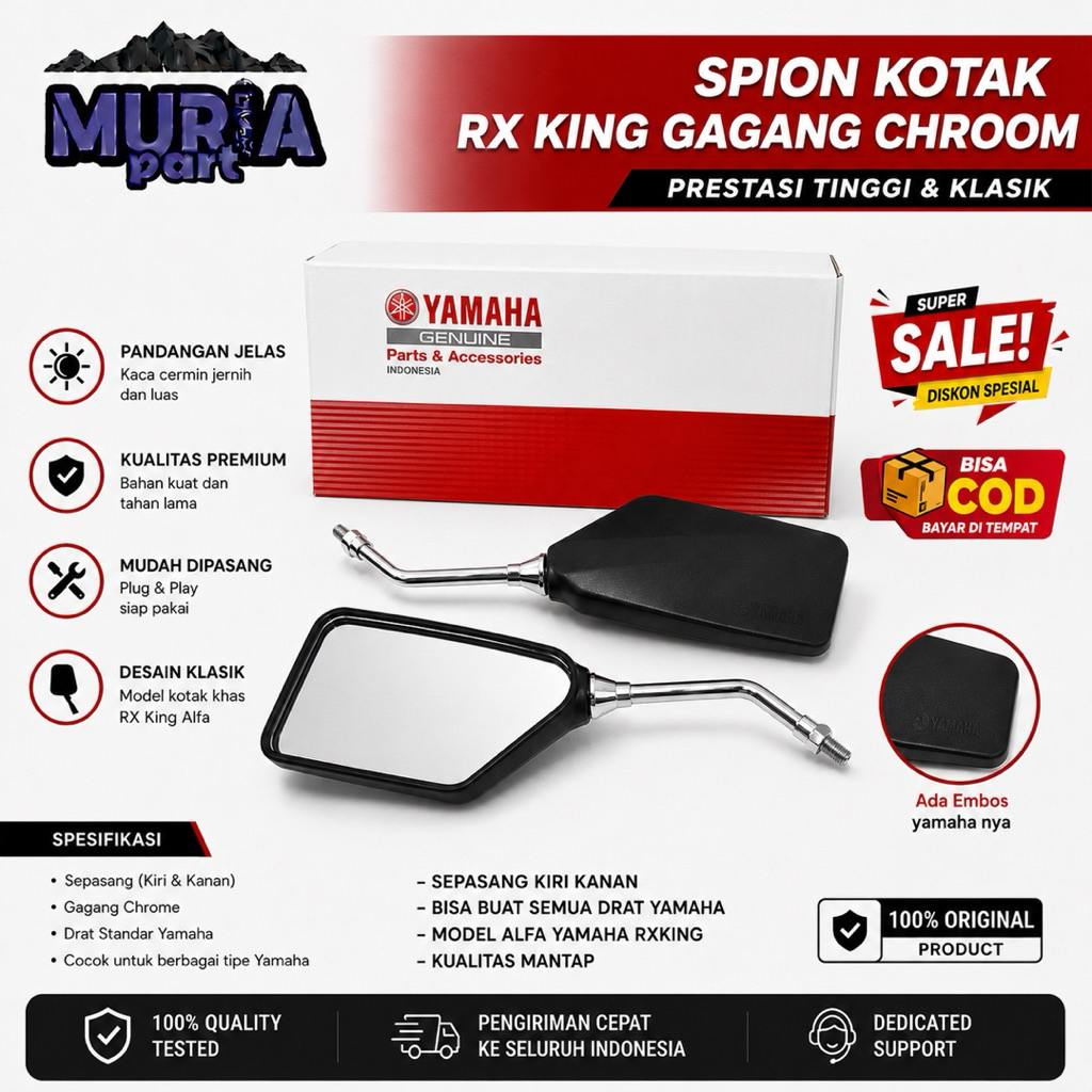 Spion Standard RX King Ori Yamaha Original Spion Kotak RX King Alfa RXS Mirror Champ Vixion Thunder