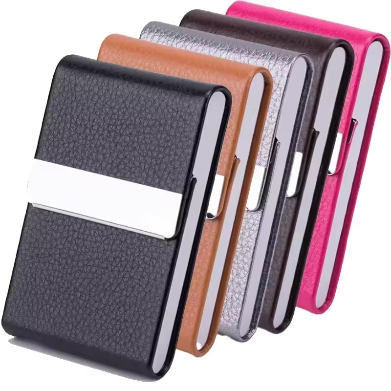 Case Holder Card Metal Stainless Steel Box Dompet Tempat Kartu Rokok Elegant Lapis Kulit Serbaguna
