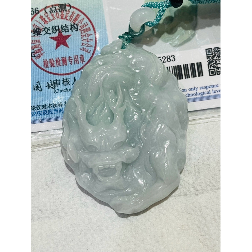 Liontin Giok Burma ukir Naga (sertifikat)