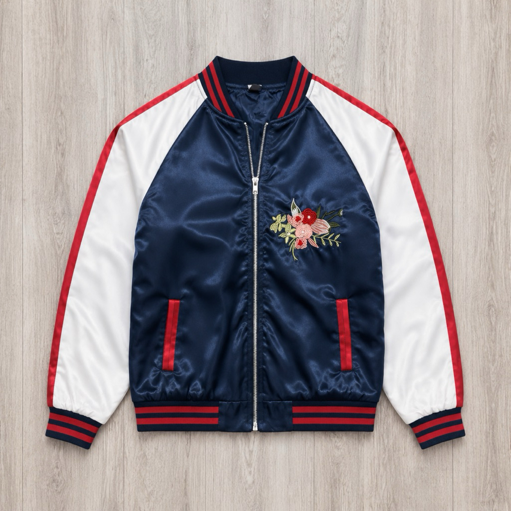 Jacket Sukajan Flower Navy white Original