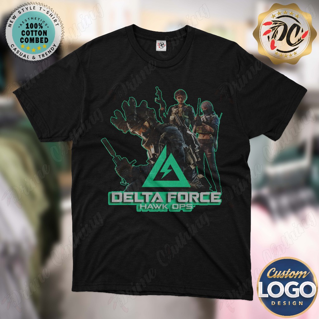 KAOS DEWASA BAJU ATASAN PRIA & WANITA T-SHIRT CUSTOM DESIGN DELTA FORCE HAWK OPS