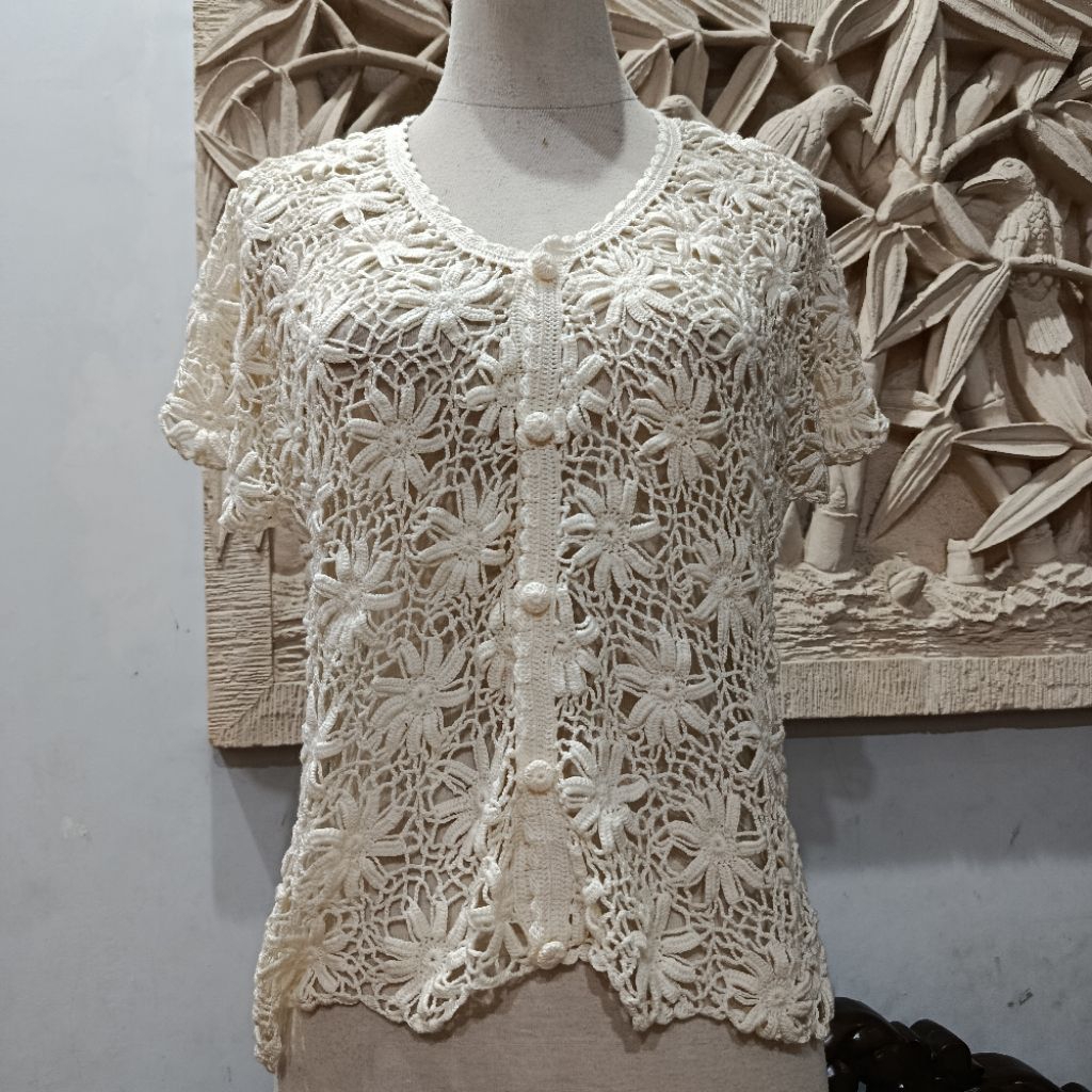 Cardigan / Cardigan Rajut / Outer / Outer Rajut Vintage Motif Bunga