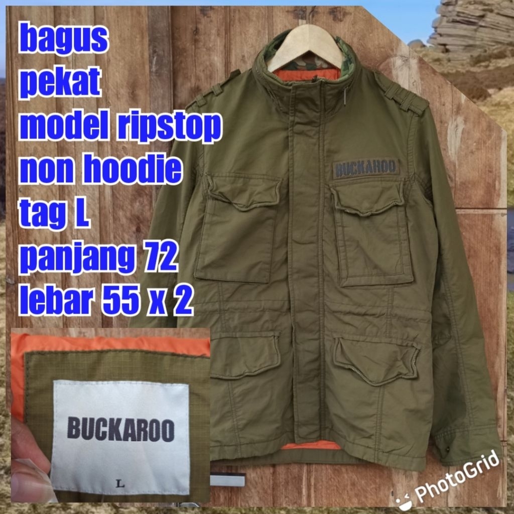 jaket parka army military green hijau m65 fashion waterproof buckaroo