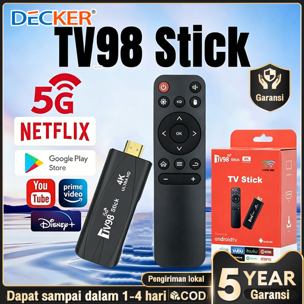 DECKER TV98 Smart TV Stick 4K 5G WIFI TV Stick TV BOX 16gb Ram 256gb Rom Android 12.0 TV