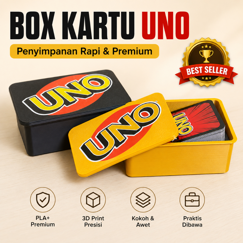 BOX KARTU UNO PREMIUM | Tempat Penyimpanan Kartu UNO 3D | Kotak UNO Gaming Organizer