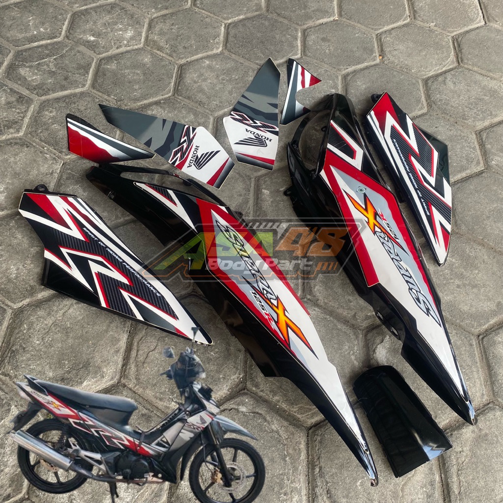 Cover body samping Honda Supra X 125 R batman lama hitam set stripping bodi belakang kanan kiri supr