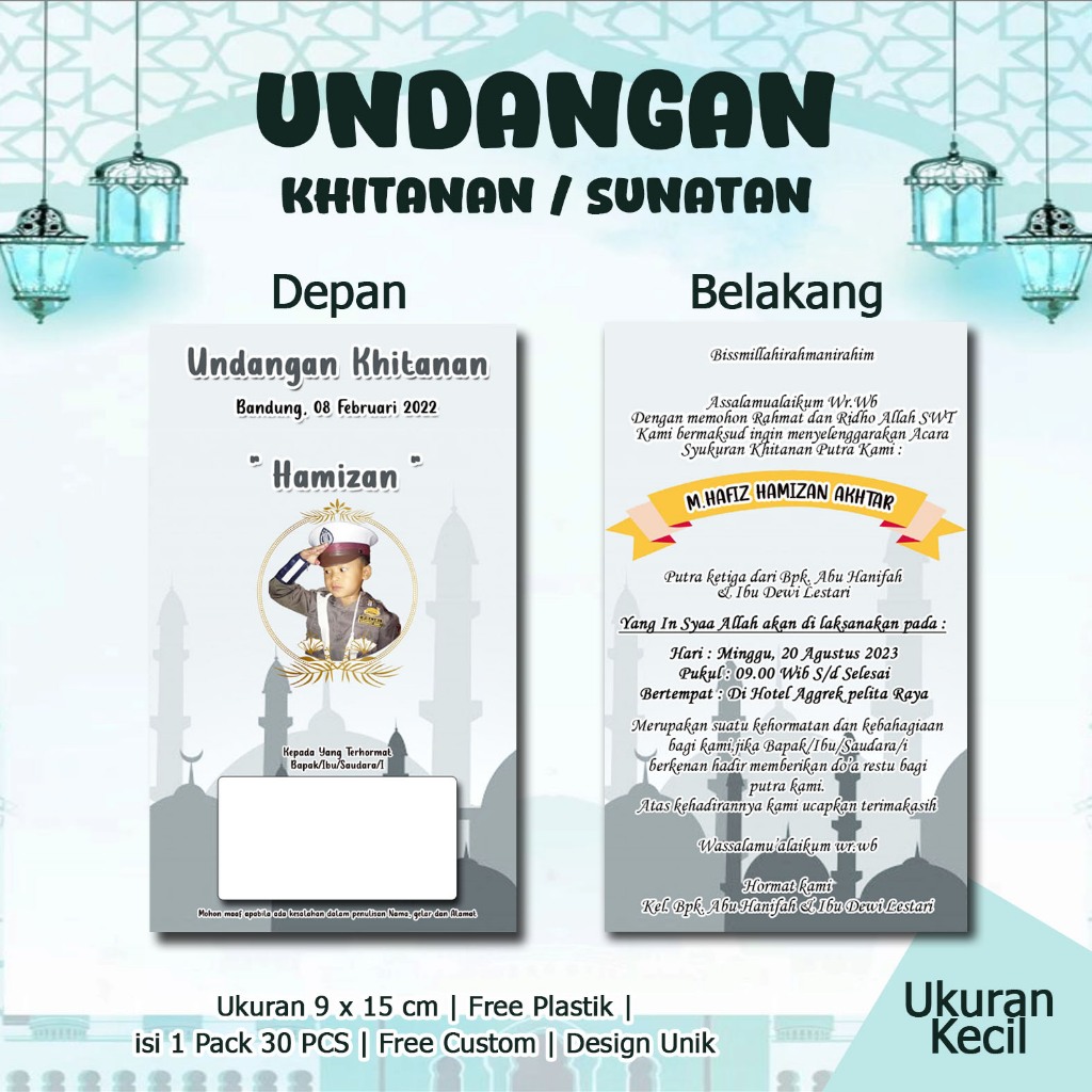 Undangan Khitan Kecil Custom Nama dan Foto Undangan Sunat UKB 03
