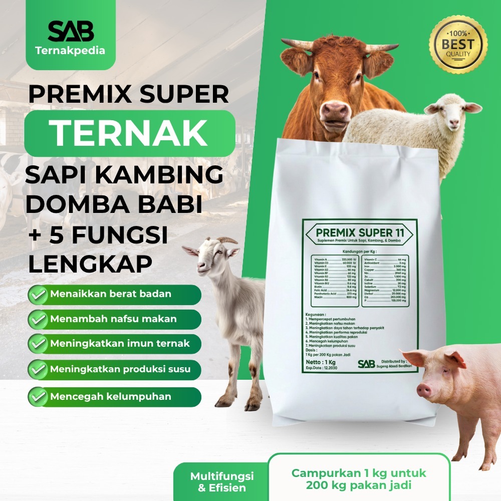 PREMIX SUPER11 - 1 Kg - Suplemen Kambing - Mineral Kambing - Mineral Sapi - Suplemen Sapi Vetways Pr