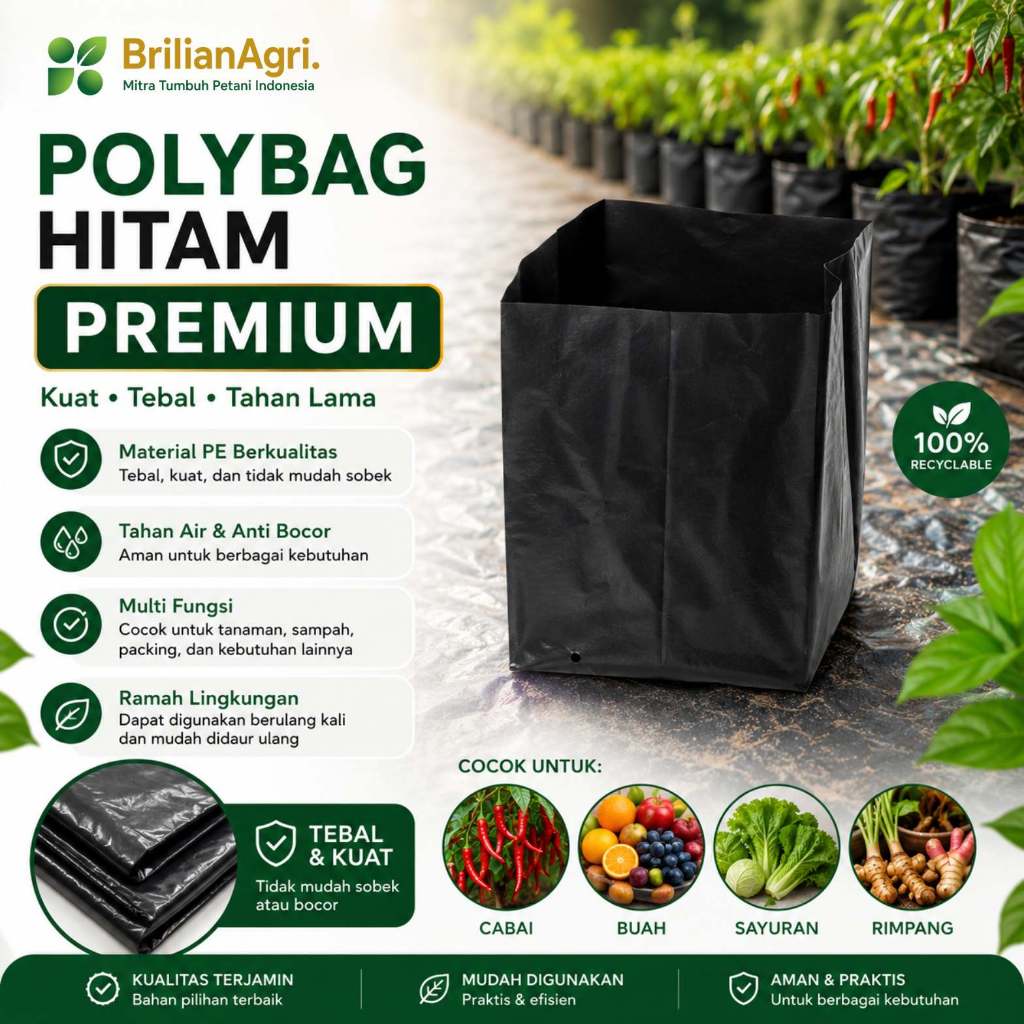 Polybag Premium 40x40 cm Isi 50 Lembar - Tebal Kuat Anti Sobek untuk Bibit Tanaman