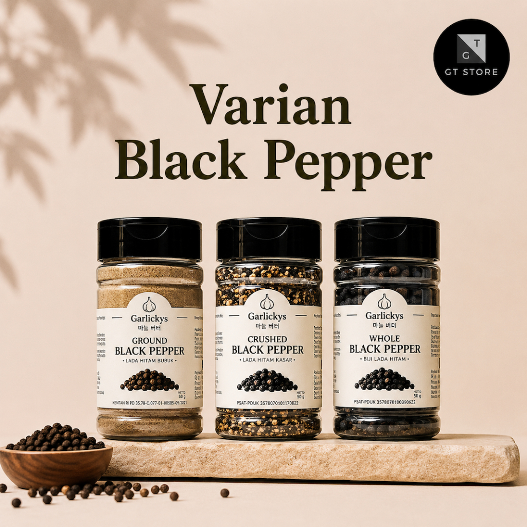 Lada Hitam Bubuk Lada Hitam Kasar Biji Lada Hitam Merica Hitam Black Pepper Blackpepper GARLICKYS