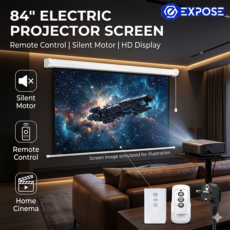 Layar Proyektor Motorized Remote Control 84 Inch / Screen Proyektor / Layar untuk Proyektor