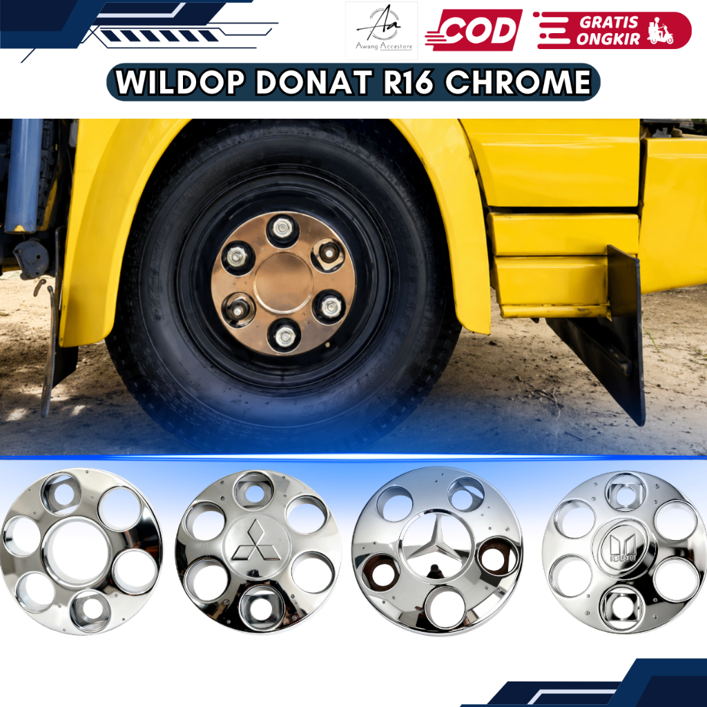 Wildop canter Wildop truk  donat  baut lubang 5&6 canter elf dutro giga ,bahan plat chrome whelring