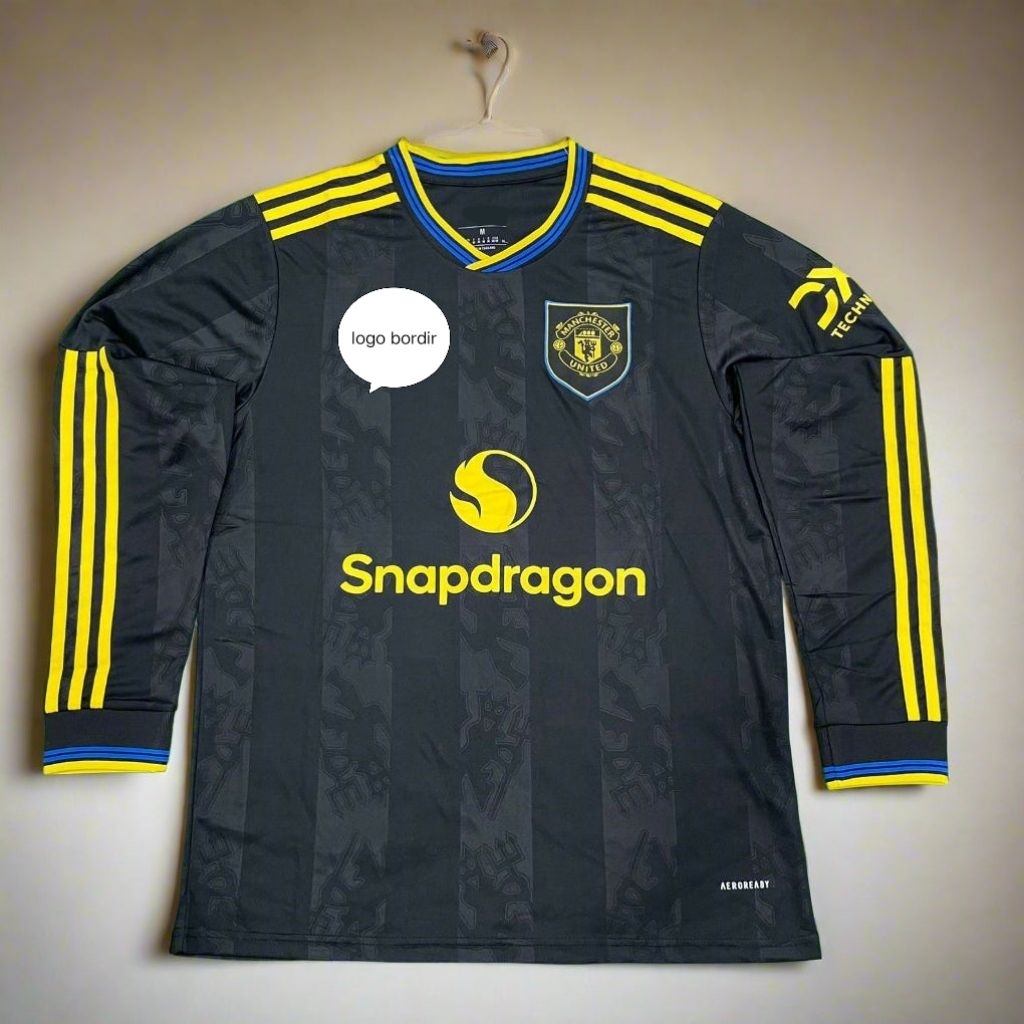 Jersey MU 3rd 25/26 Long Sleeve Grade Ori Premium Manchester United Third Hitam Kuning Terbaru