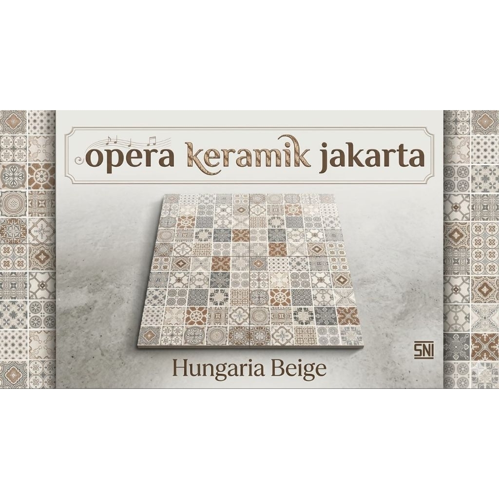 Keramik Laguna Motif Batik 50x50 Hungaria Beige