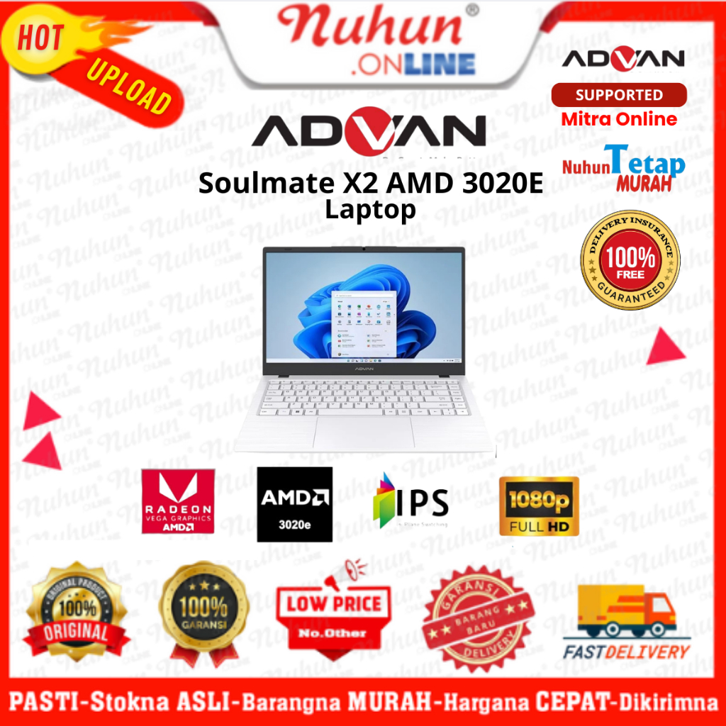 ADVAN Laptop Soulmate X2 AMD 3020E 8/128