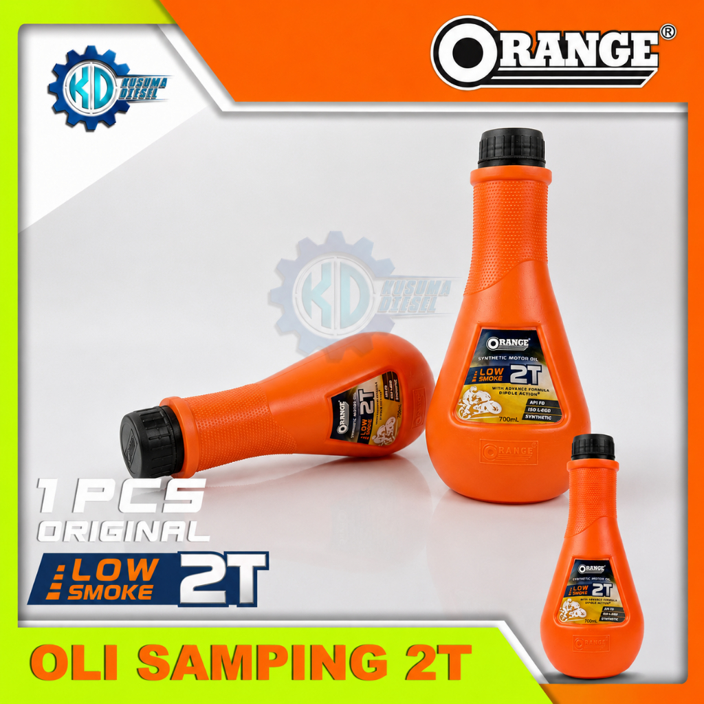 Oli Samping Orange 2T Low Smoke 700ml Synthetic Motor Oil Oli 2 Tak Original Anti Asap API FD Peluma