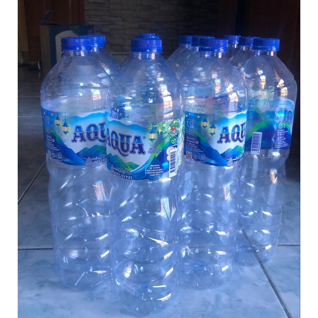botol aqua bekas 1500 ml sekali pakai