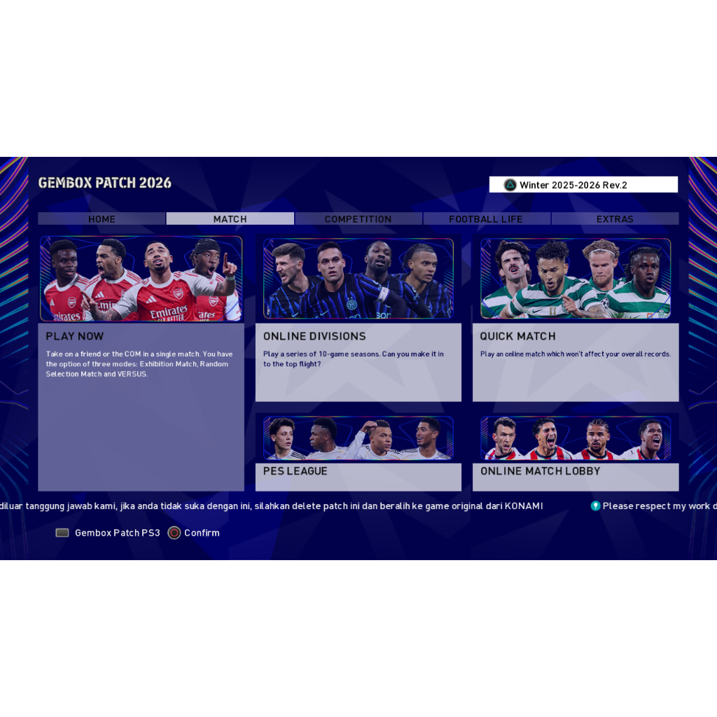 REV 2 ONLY PES 2026 GEMBOX PATCH WINTER SEASON PS3 VIA EMAIL || UPDATE JUNI 2026