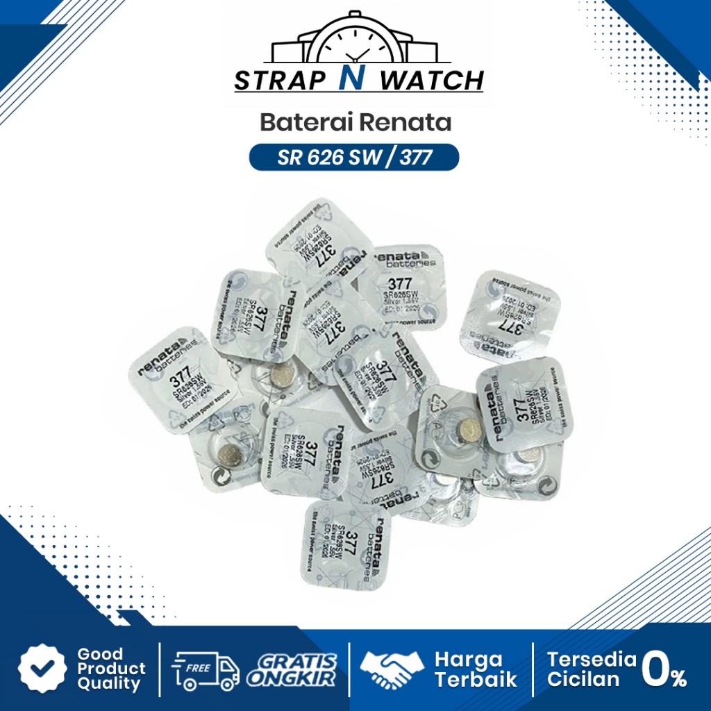 Renata Ori 377 SR626SW Baterai Jam Batrai Batrei Battery Batre Asli SR626 SW SR 626