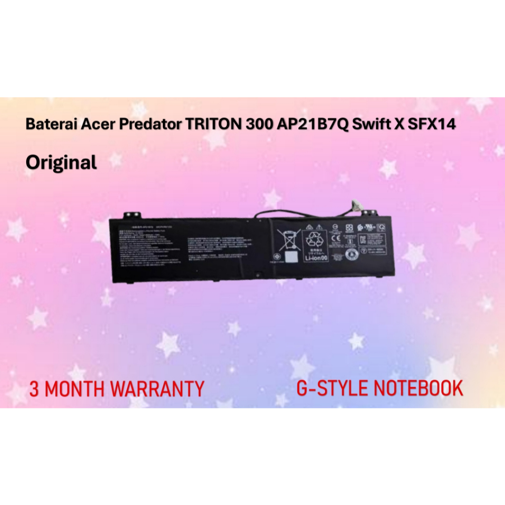 Baterai Laptop Acer Predator Triton 300 AP21B7Q Swift X SFX14 Original