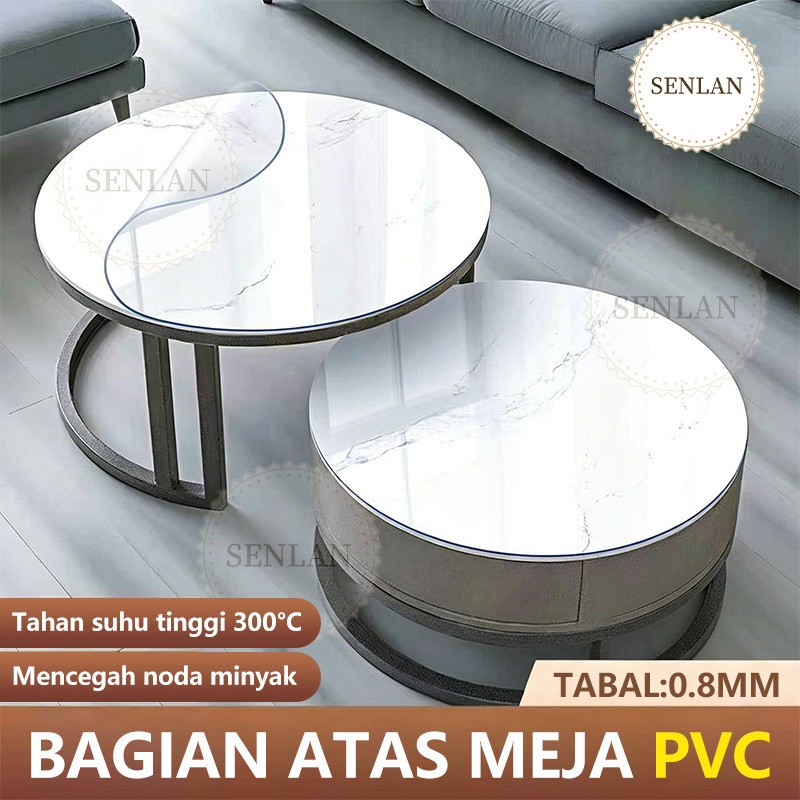 Taplak Meja Plastik Transparan Bentuk Bulat Ketebalan 0.8mm Tahan Air Mudah Dibersihkan Untuk Meja M