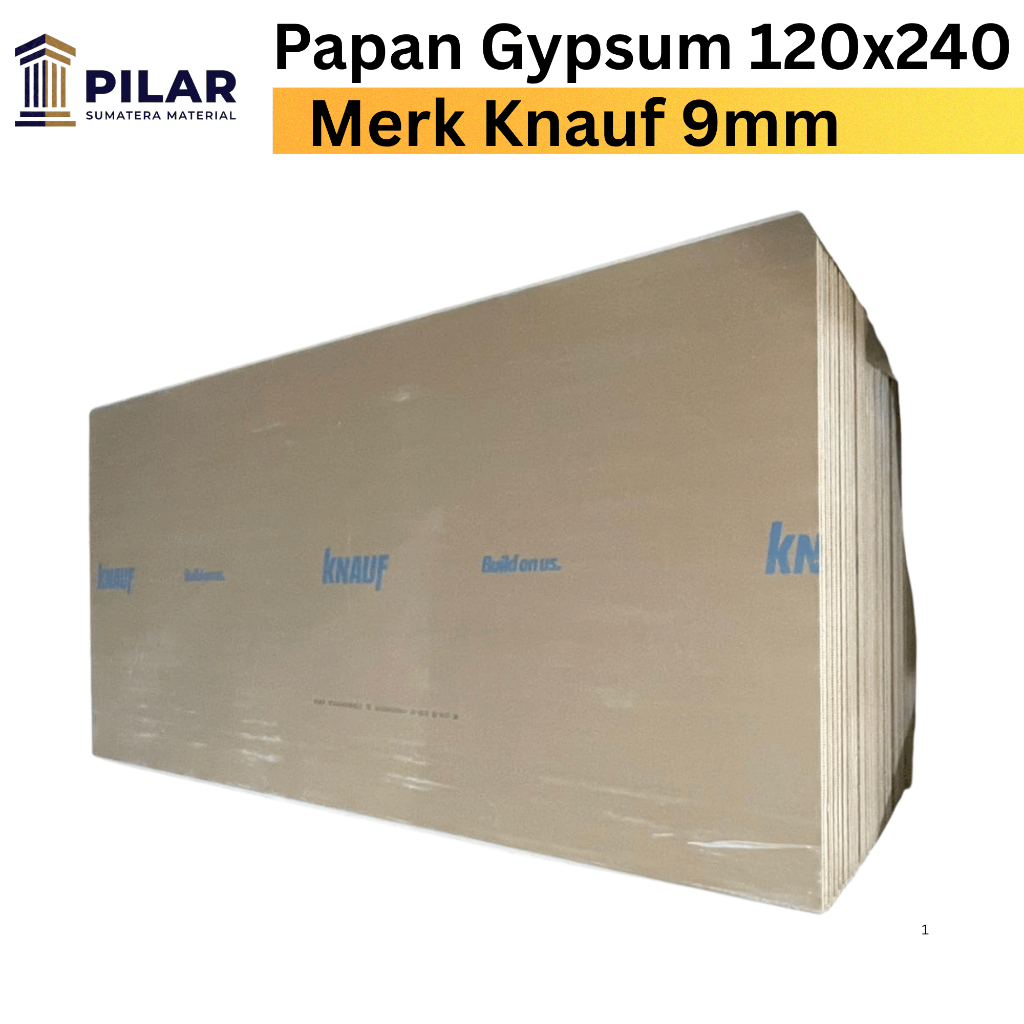 Gypsum Knauf 9mm x 1.2x2.4m Medan - Papan Gypsum Premium Plafon & Partisi