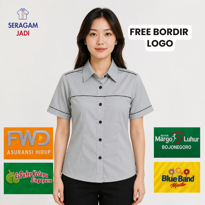 Seragam Kemeja Baju Kerja Lapangan Kantor Karyawan Perusahaan Komunitas Promosi Drill Pria Wanita Cu