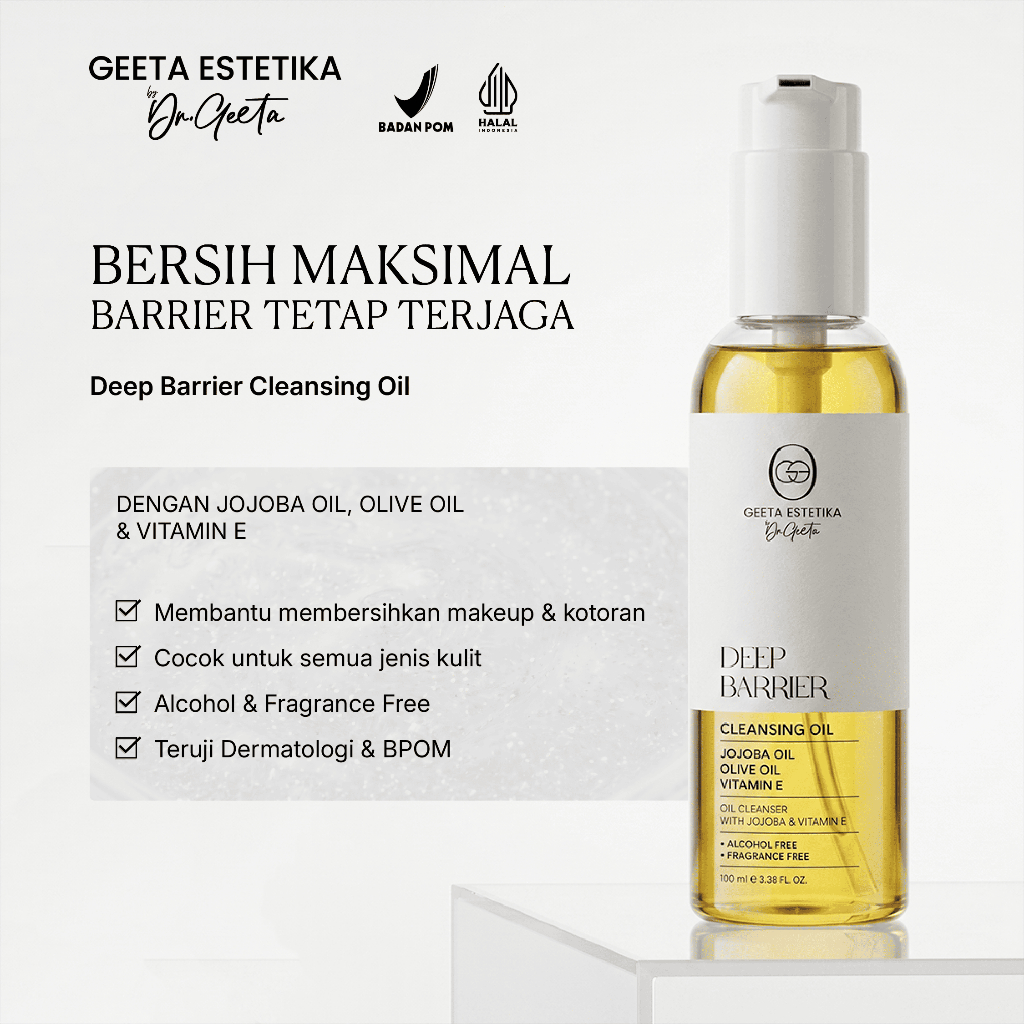 GEETA ESTETIKA By Dr Geeta Deep Barrier Cleansing Oil 100ml | Pembersih Makeup Waterproof dan Kotora