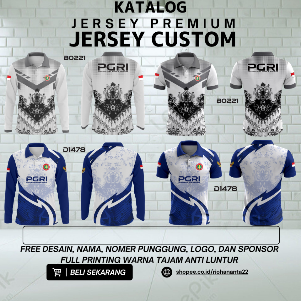 Seragam Kaos PGRI | Jersey PGRI | Jaket PGRI | JERSEY PREMIUM FREE CUSTOM