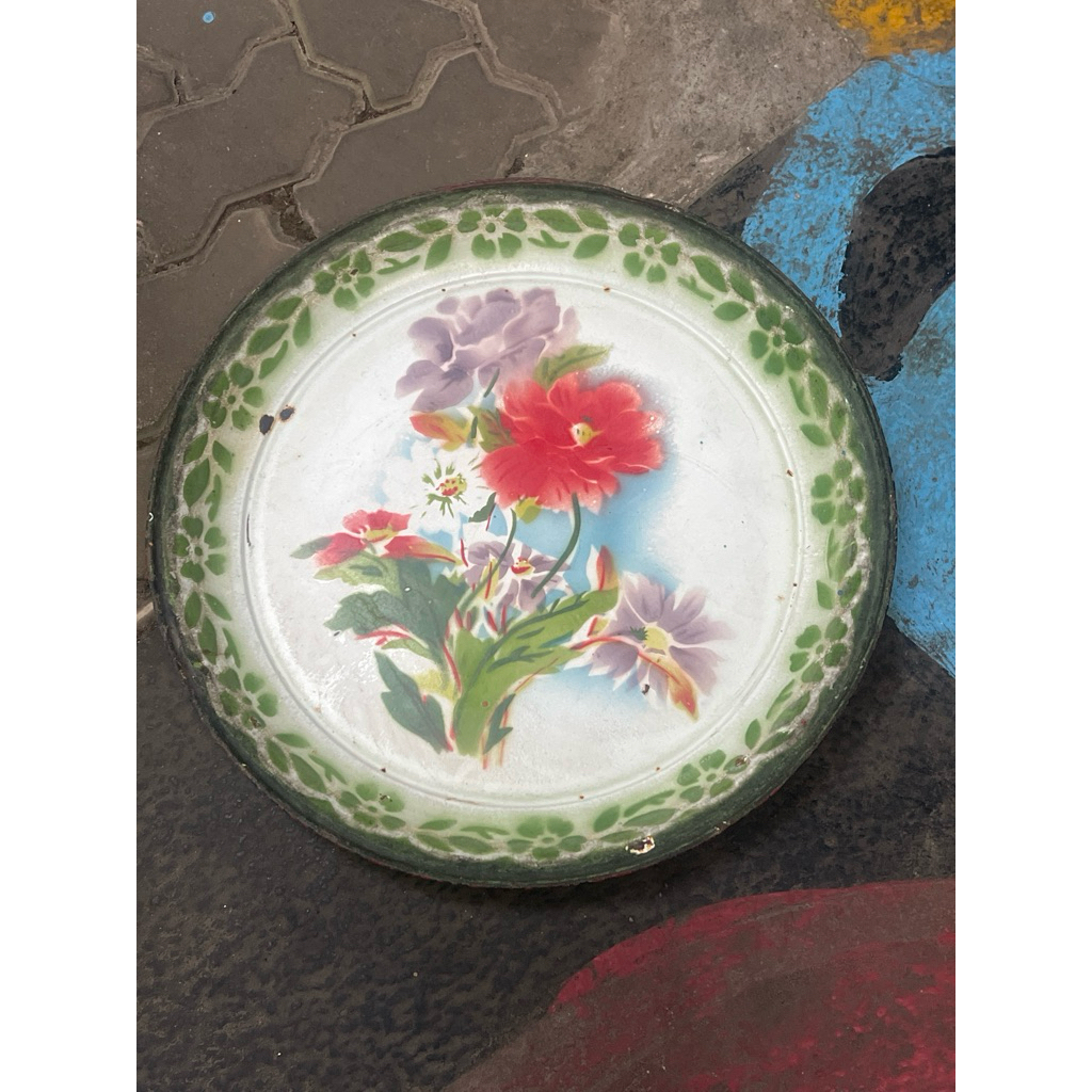 Nampan / Baki / Talam / Lengser Enamel Jadul Klasik Antik, Ukuran Jumbo Dim 50 cm