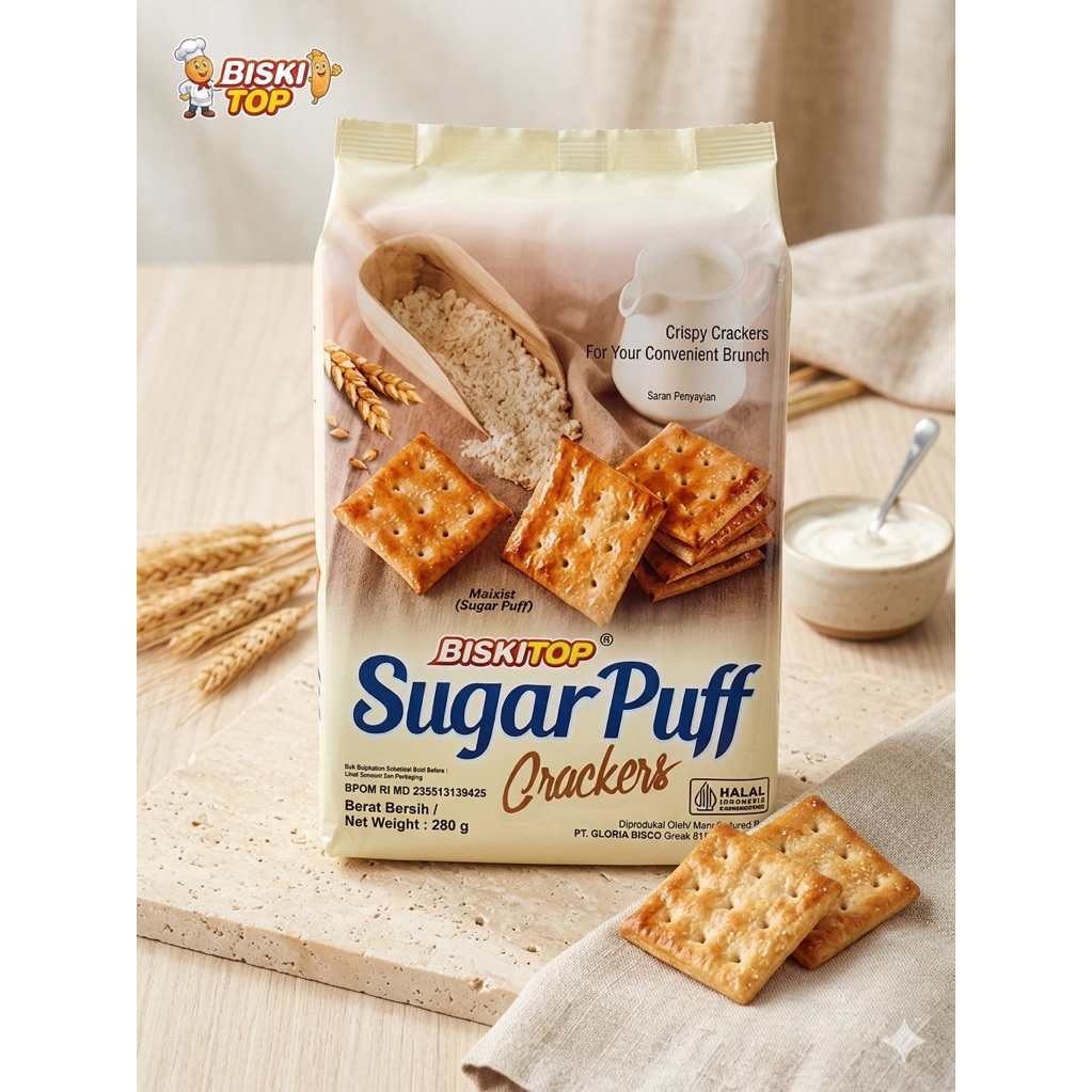 Biskitop Sugar Puff Crackers 280gram / Biskitop Crackers