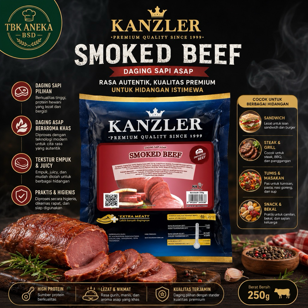 KANZLER SMOKE BEEF / DAGING SAPI ASAP 250gr - INSTANT ONLY!