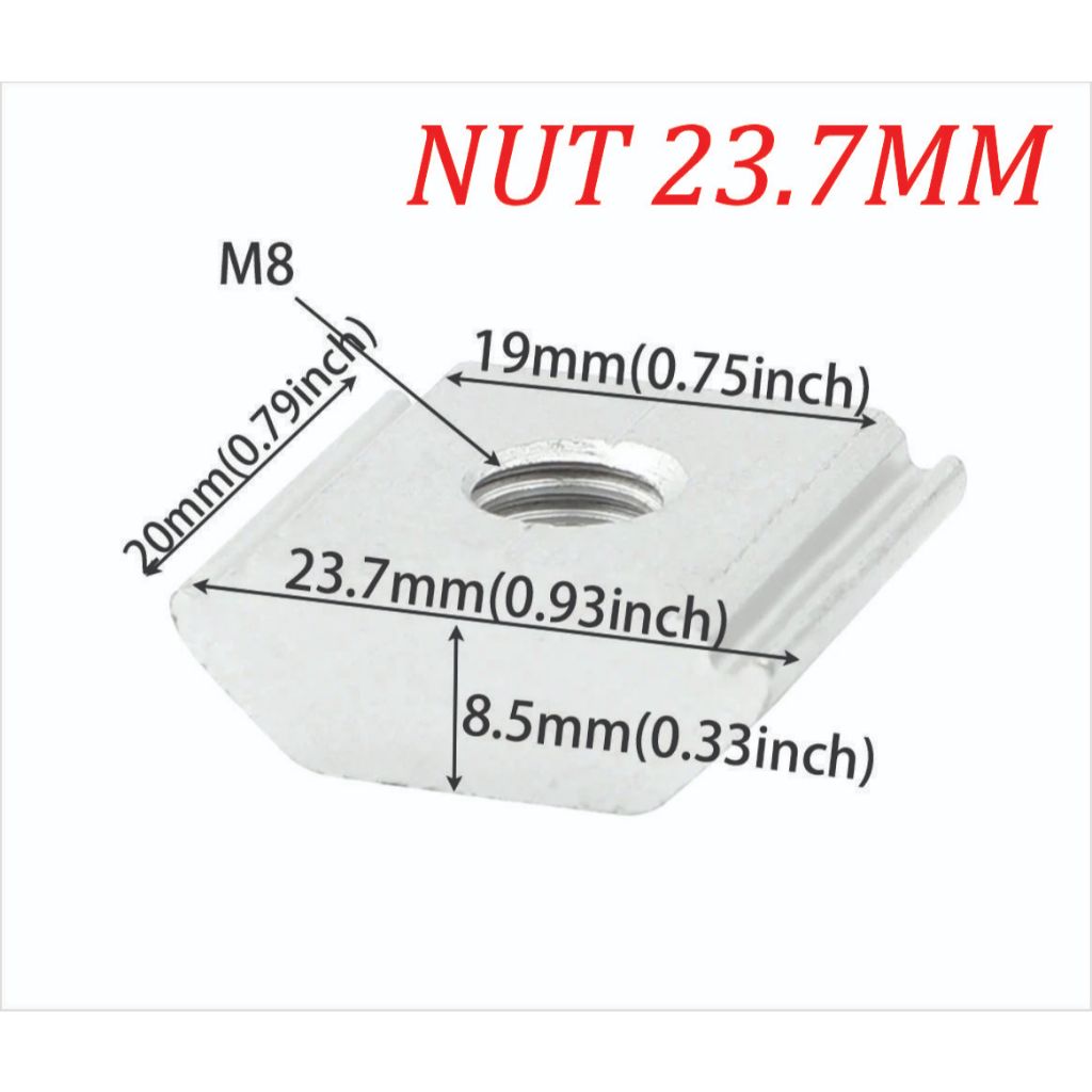 Sliding NUT 23.7mm  Mur M8 T Nut Sliding Bracket Solar Panel
