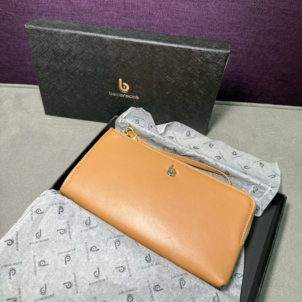 Bocorocco Dompet Kulit Wanita / Long Leather Brown Zip Wallet / Dompet Panjang Wanita
