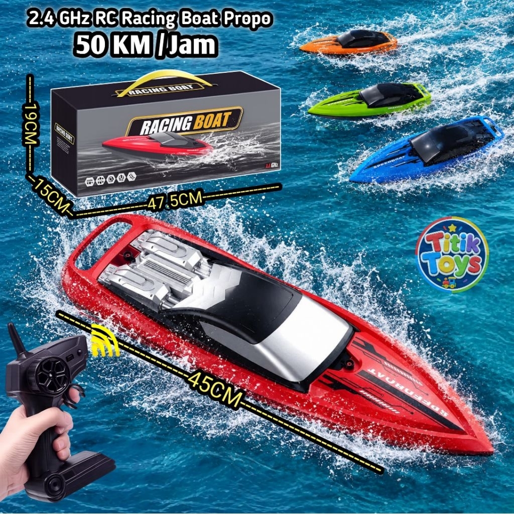 RC Speed Boat Propo kecepatan 50 Km / Jam,Mainan Remot kontrol 2.4Ghz  perahu cepat ukuran besar