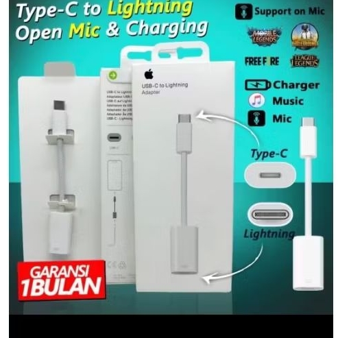 USB/CONNECTOR C to ligthing adaptor p80Spec :Connector : LIGHTNING to TYPE CColor  WHITE Function: C