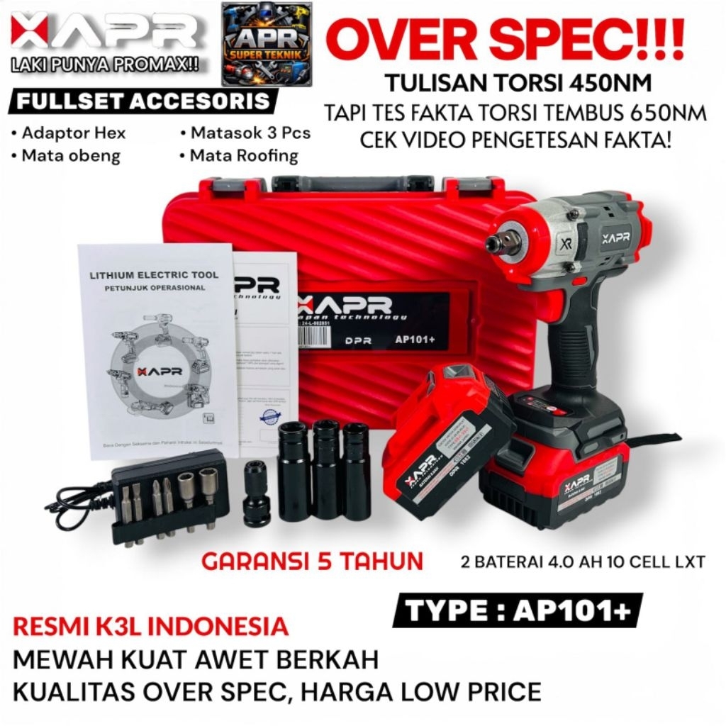 PROMO X-tra APR bor impact wrench TYPE AP101+ 450NM MOd DeWalt garansi resmi 5thn mesin pembuka baut