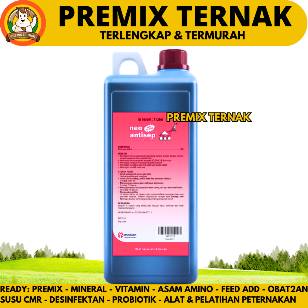 NEO ANTISEP NEW FORMULA 1 LITER MEDION - Desinfektan Disinfektan Iodine untuk Kandang & Peralatan Pe
