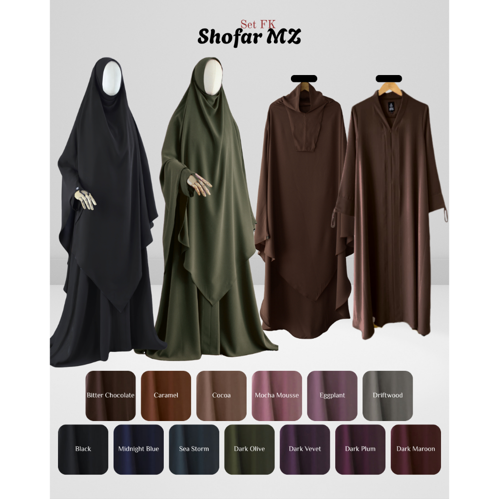 ABAYA ASIYAH || PO || SET FRENCH KHIMAR SHOFAR MZ / SET FK SHOFAR MZ ANTI UV / SET FK POLOS / SET FK