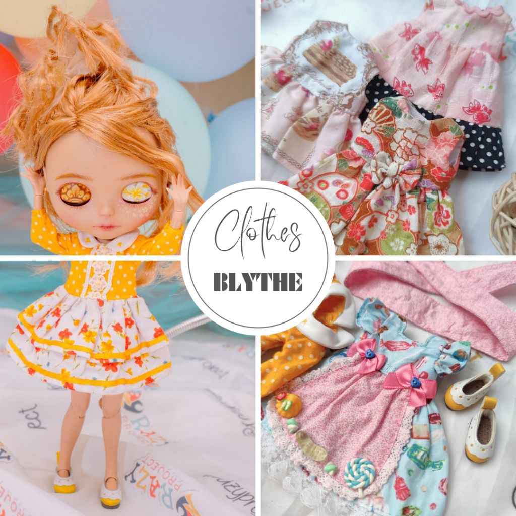 [Clothes] Pakaian Baju Dress Boneka Doll Blythe Barbie Licca Povital 1/6 30 cm Doll Renda Tile