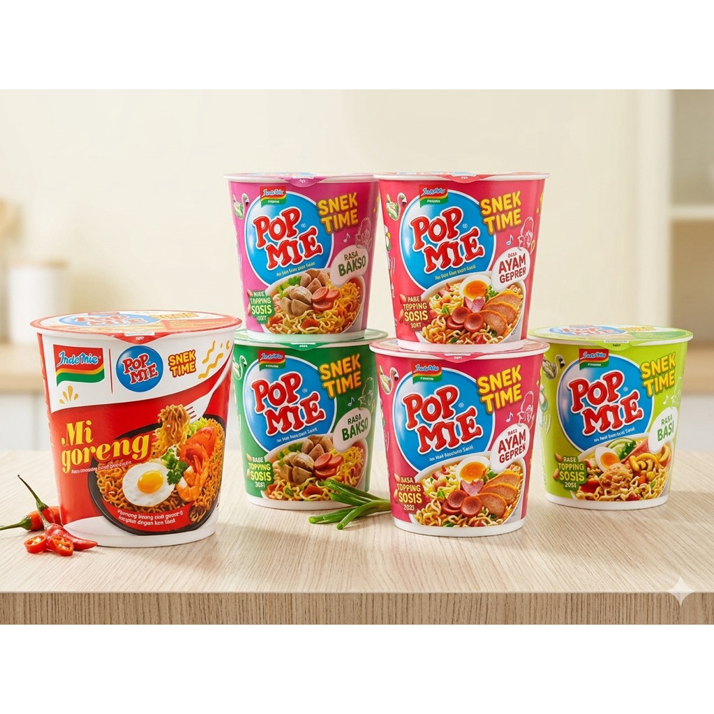 Pop mie mini 4pcs / Pop mie mini 39gram goreng baso soto ayam bawang